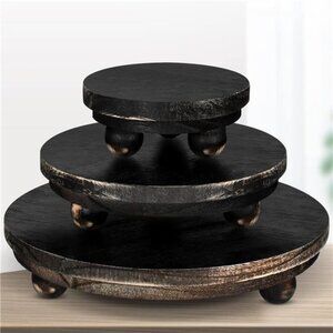 3 Pcs 8/6/4 Inch Wooden Risers for Display Wood Pedestal Stand Mini
